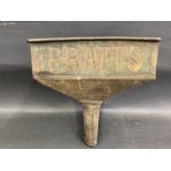 A Pratt's embossed rectangular funnel.