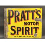 A Pratt's Motor Spirit double sided enamel sign with flattened hanging flange, by Protector of