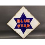 A rarely seen Blue Star lozenge shaped double sided enamel sign, 20 x 20".