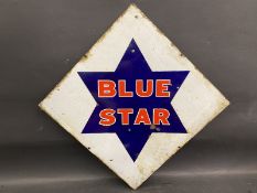 A rarely seen Blue Star lozenge shaped double sided enamel sign, 20 x 20".