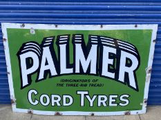 A large Palmer Cord Tyres rectangular enamel sign, by Hancock & Corfield, Imperial Works, Mitcham,