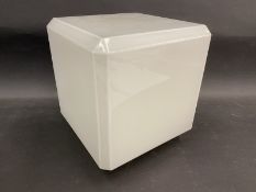 A square milk glass oil type globe, unlettered.