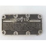 A Rover gas turbine aluminium engine plate, 5 x 2 3/4".