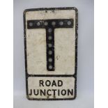 An aluminium Road Junction road sign with integral glass reflectors, 21 x 21".