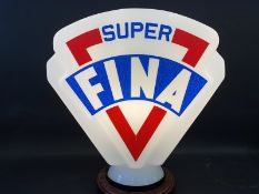 A reproduction Super Fina glass petrol pump globe, good condition.