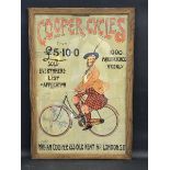 A rare Cooper Cycles pictorial showcard depicting a Scottish gentleman on a bicycle by Alex K.