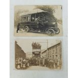 A rare postcard showing 'The first car (tram car) in Penrhiwfawr, West Glamorgan' plus a second