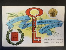A Shell pictorial postcard - 'The Key to Successful Motoring', no. 145.
