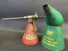 A Redex conical dispensing gun and a BP Energol Tractor Oil half gallon measure.