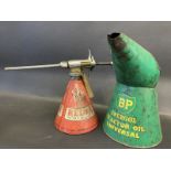 A Redex conical dispensing gun and a BP Energol Tractor Oil half gallon measure.