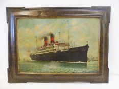 A rare large pictorial tin advertising sign depicting the passenger ship Frederik VIII on the