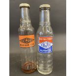 Two Vigzol Motor Oil pint glass bottles.