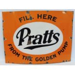 A Pratts 'Fill Here from the Golden Pump' rectangular enamel sign by Patent Enamel, dated May