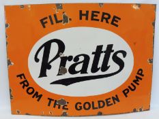 A Pratts 'Fill Here from the Golden Pump' rectangular enamel sign by Patent Enamel, dated May