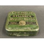 An early Chemico Reliance Repair Outfit tin.