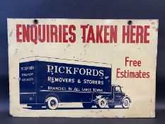 A double sided rectangular hanging tin/alloy Pickford removers & storers advertising sign, with a