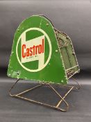 A Castrol Motor Oil garage forecourt oil can/grease tin dispensing crate with a tin advertising sign