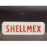 A Shellmex glass petrol pump brand insert, 12 x 3 1/2".