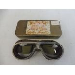 A reproduction pair of Air Ministry goggles Mark II, Type 22C/826 (1940) in tin case.