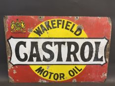 A Wakefield Castrol Motor Oil rectangular enamel sign by Stocal of Burton & B'Ham, 30 x 20".