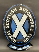 An unusual Royal Scottish Automobile Club aluminium single sided advertising sign, 16 1/2 x 23".