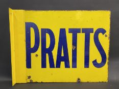 A Pratts rectangular double sided enamel sign, lacking original hanging flange but with handmade