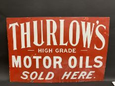 A Thurlow's High Grade Motor Oils rectangular enamel sign by Imperial Enamel Co. minor patches of