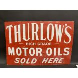 A Thurlow's High Grade Motor Oils rectangular enamel sign by Imperial Enamel Co. minor patches of