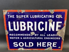 A Lubricine 'The Super Lubricating Oil rectangular enamel sign, 24 x 18".