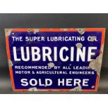 A Lubricine 'The Super Lubricating Oil rectangular enamel sign, 24 x 18".