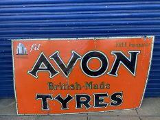 A large Avon British Made Tyres rectangular enamel sign, 60 x 36".