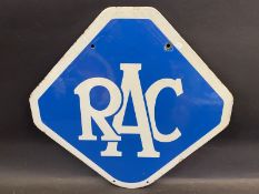 An RAC lozenge shaped double sided enamel sign by Bruton of Palmer's Green, 22 x 22 1/2".