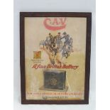 A CAV Batteries pictorial showcard depicting soldiers on horseback pulling a gun carriage, 20 1/2