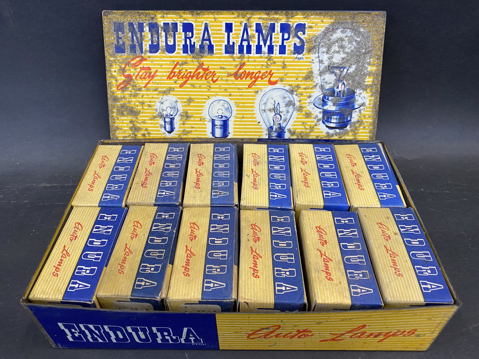 An Endura Lamps rectangular dispensing tin with a complete set of boxed bulbs inside. - Image 2 of 2