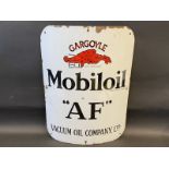 A rare Gargoyle Mobiloil 'AF' cabinet curved enamel sign, in excellent condition, 17 1/4 x 24".