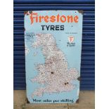 A Firestone Tyres 'Geographia' main roads map of England & Wales enamel sign, 28 1/2 x 48".