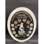 An oval Edwardian showcard advertising 'Svelte' Cycles, 23 1/2 x 28 1/2".