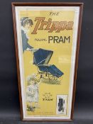 A framed and glazed Trippa Folding Pram pictorial advertisement, wholesaled by Brown Brothers Ltd,