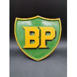 A genuine cast aluminium BP plaque with integral bolt fixings to the reverse, original paint,