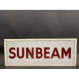 A Sunbeam garage showroom lightbox, 36 1/4" w x 14" h x 6" d.