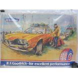 A B.F. Goodrich pictorial advertising poster, circa late 1960s/early 1970s, 53 x 35 1/2".