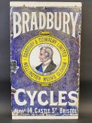 A very early and rare Bradbury Cycles part pictorial enamel sign depicting an image of Wellington to