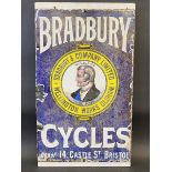 A very early and rare Bradbury Cycles part pictorial enamel sign depicting an image of Wellington to