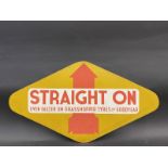 A 'Straight On' Goodyear advertising card sign, 19 x 10 1/4".