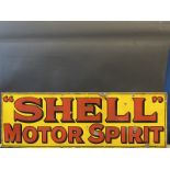 A Shell Motor Spirit enamel sign by Bruton of Edmonton, mounted on a board for strength, 54 x 18".