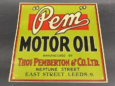 A PEM Motor Oil paper advertisement in good condition, 12 x 12".