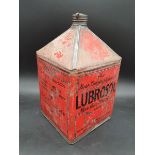 A rare Lubrosol Motor Oil one gallon pyramid can, by the Autrosol Company Ltd, Manchester circa
