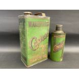 A Wakefield Castrol XL grade Motor Oil gallon can plus a Wakefield Castrol XL cylindrical quart can.