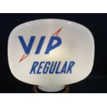 A VIP Regular glass petrol pump globe by Hailware, in superb condition, very minor nicks to neck,