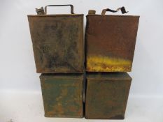 Four Pratts two gallon petrol cans.